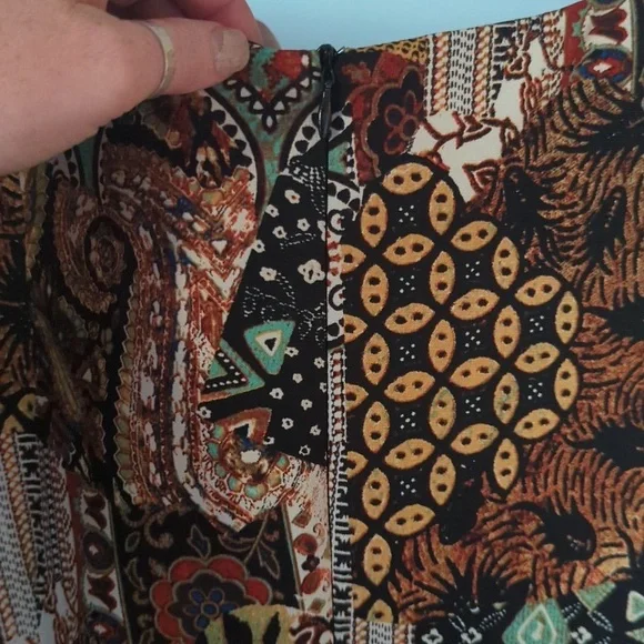 NWT Roz & Ali 3/4 Sleeve Fit & Flare Patchwork Dress - Picture 8 of 10